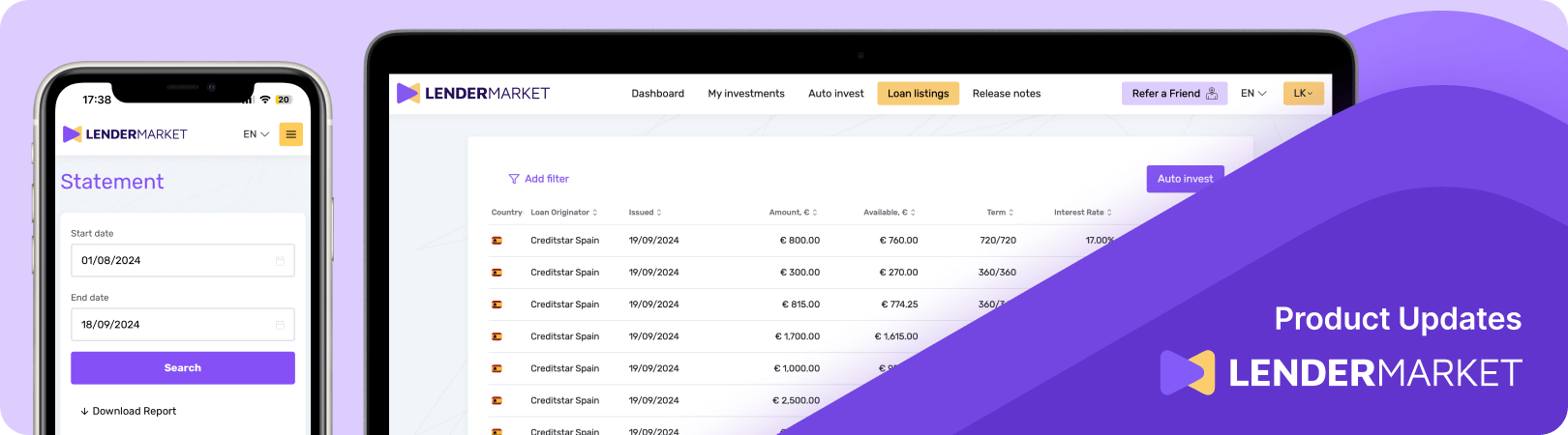 Lendermarket product updates header image
