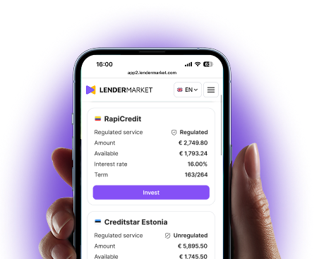 Smartphone with the Lendermarket app