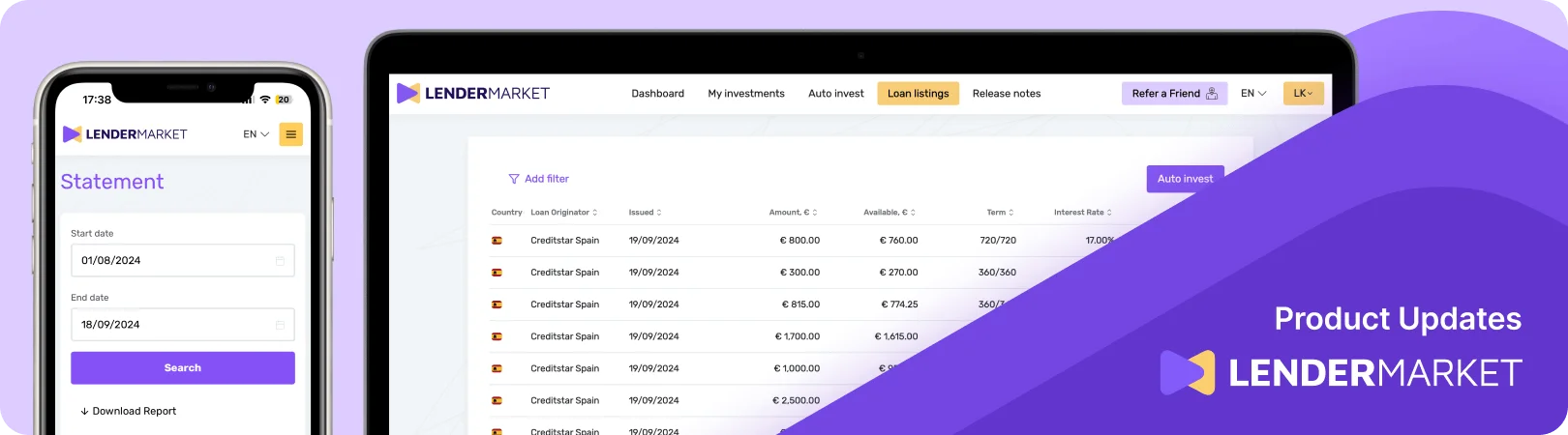 Lendermarket product updates header image